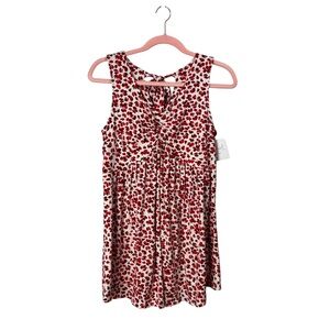 Isabel Maternity white red patterned sleeveless top blouse tie back size small